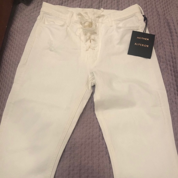 MOTHER Lace-Up Dazzler Ankle Chew High Waist Jeans - Picture 1 of 6